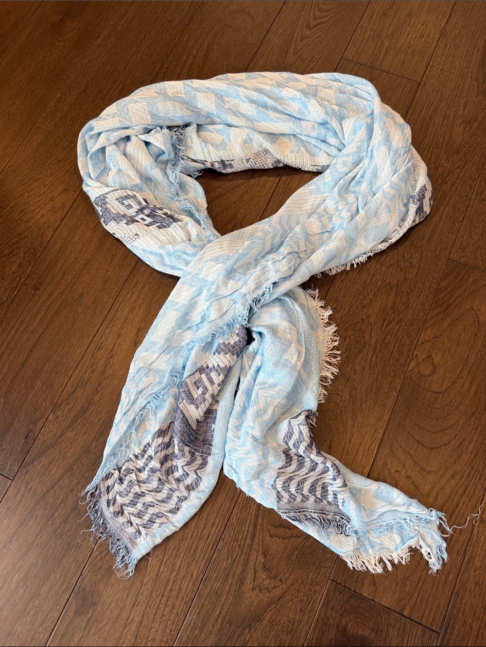 No Brand Needed Light Blue Patterned Women's Scarf - C54-165